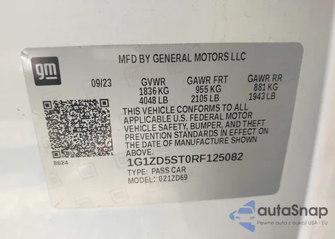 2024 Chevrolet Malibu Fwd 1Lt from USA, damaged, VIN 1G1ZD5ST0RF125082
